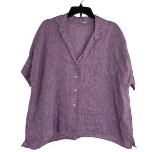 Elle Made in Italy linen button down blouse light purple Women's Size Small